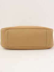 Beige leather logo plate handbag