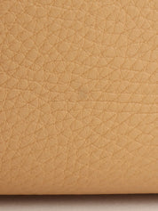 Beige leather logo plate handbag