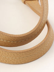 Beige leather logo plate handbag