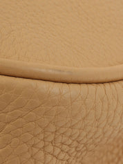 Beige leather logo plate handbag