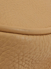 Beige leather logo plate handbag