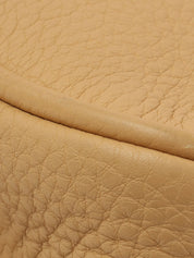 Beige leather logo plate handbag