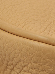 Beige leather logo plate handbag