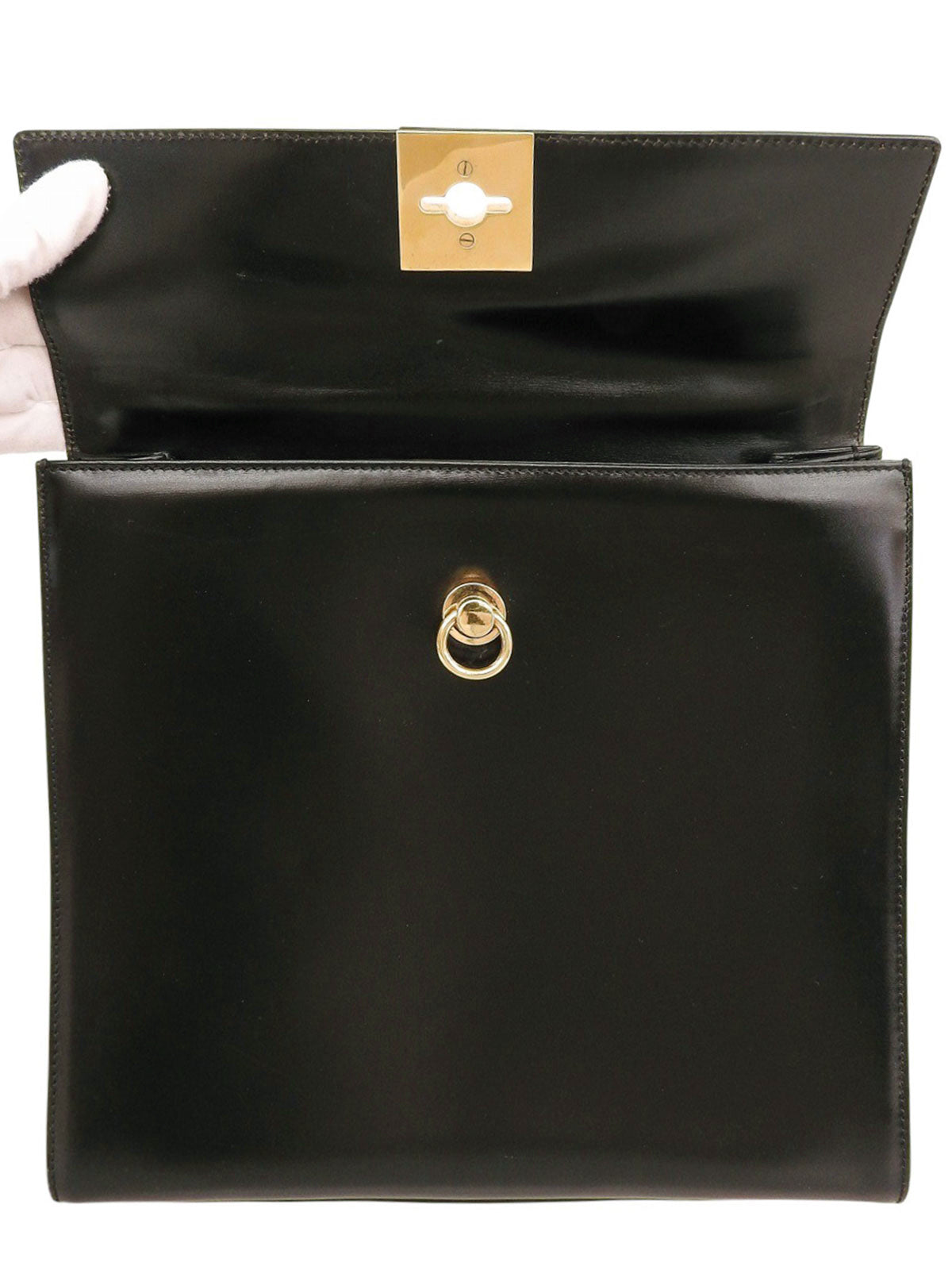 ロゴプレートハンドバッグ ブラック