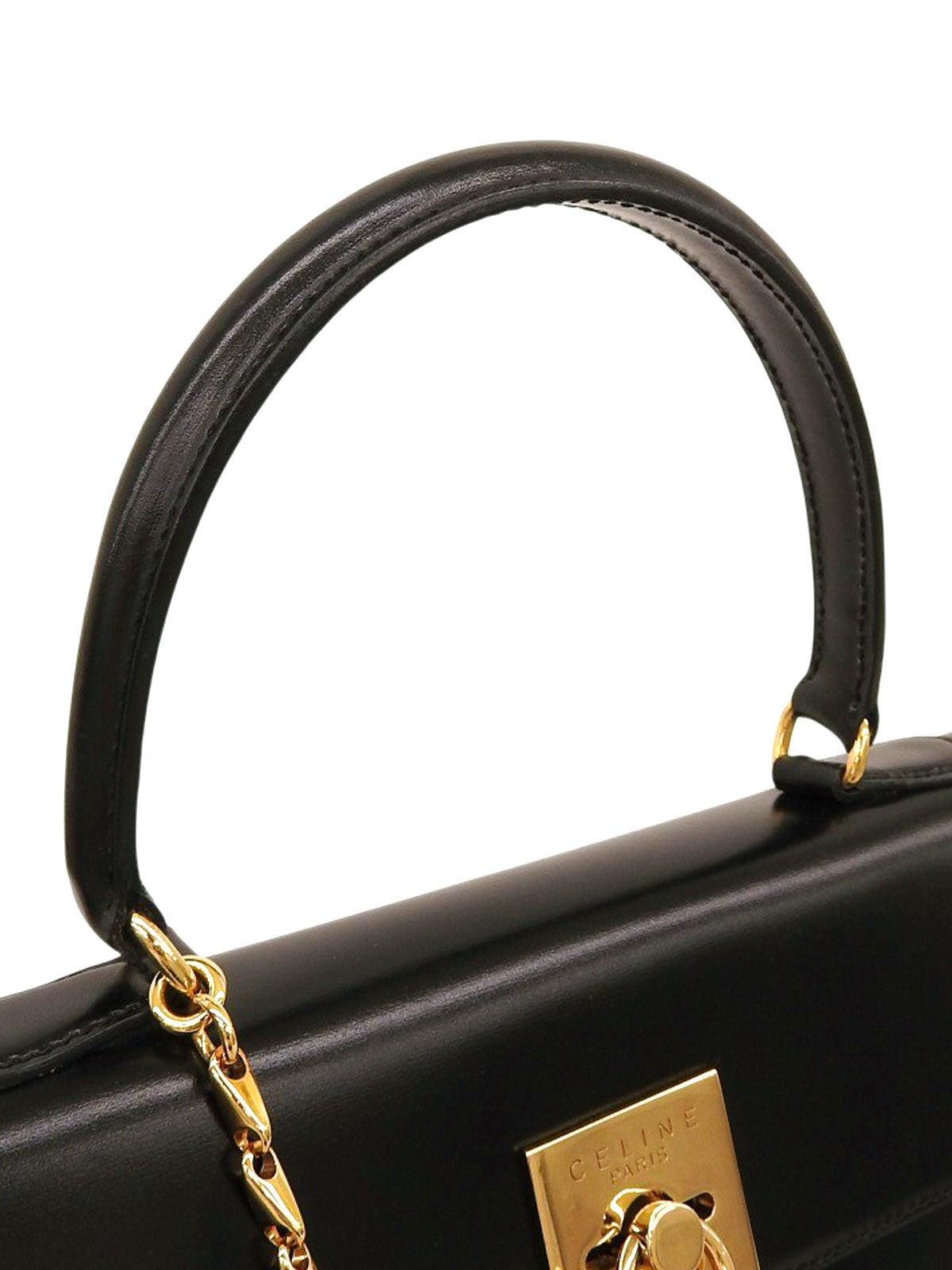 ロゴプレートハンドバッグ ブラック