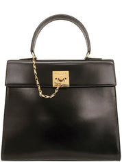 ロゴプレートハンドバッグ ブラック