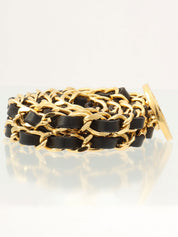 ラウンドCCマークプレートチェーンベルト ゴールド/ブラック