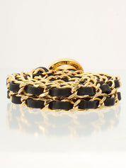 ラウンドCCマークプレートチェーンベルト ゴールド/ブラック