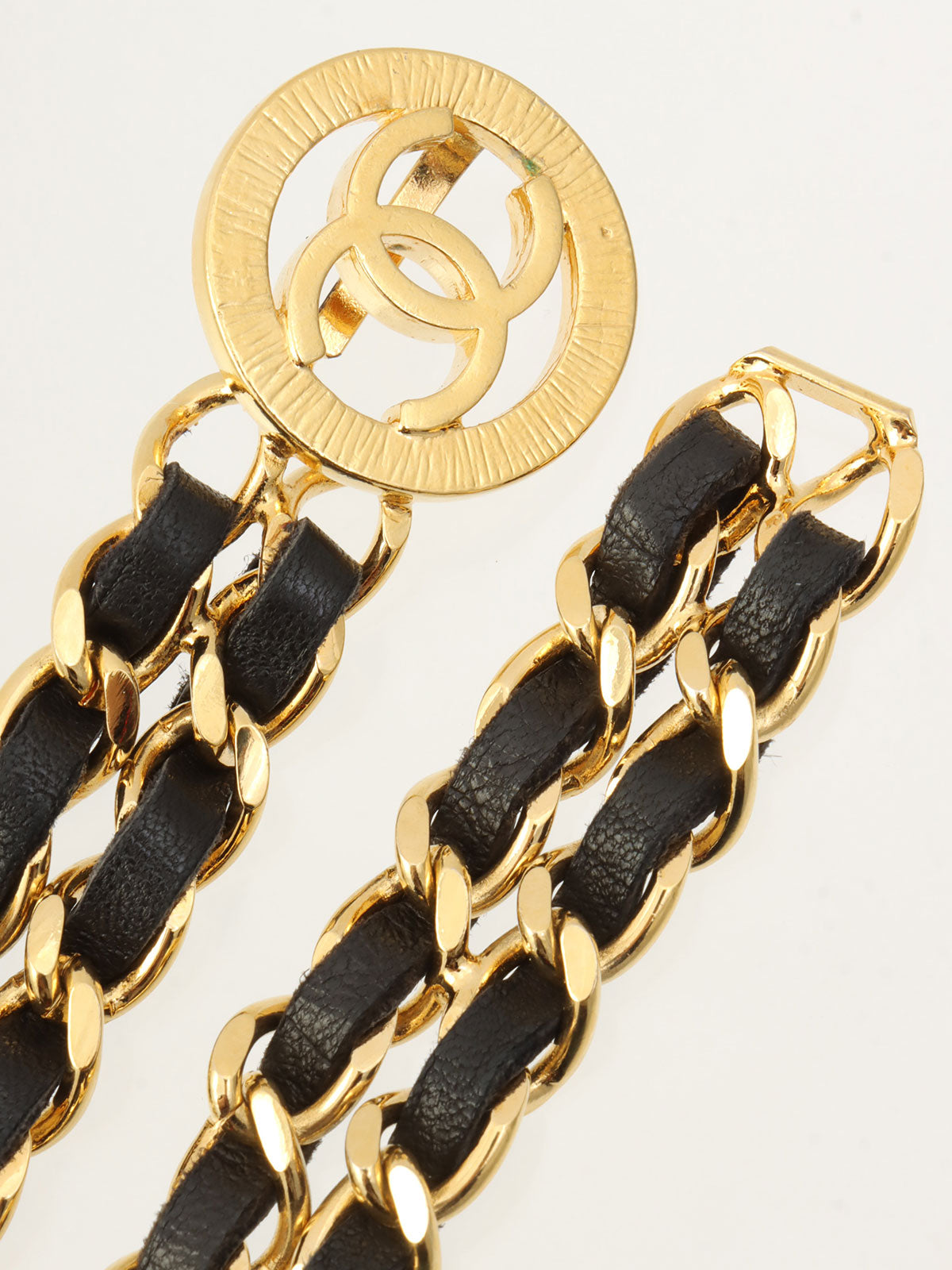 ラウンドCCマークプレートチェーンベルト ゴールド/ブラック