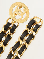 ラウンドCCマークプレートチェーンベルト ゴールド/ブラック