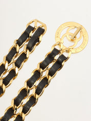 ラウンドCCマークプレートチェーンベルト ゴールド/ブラック