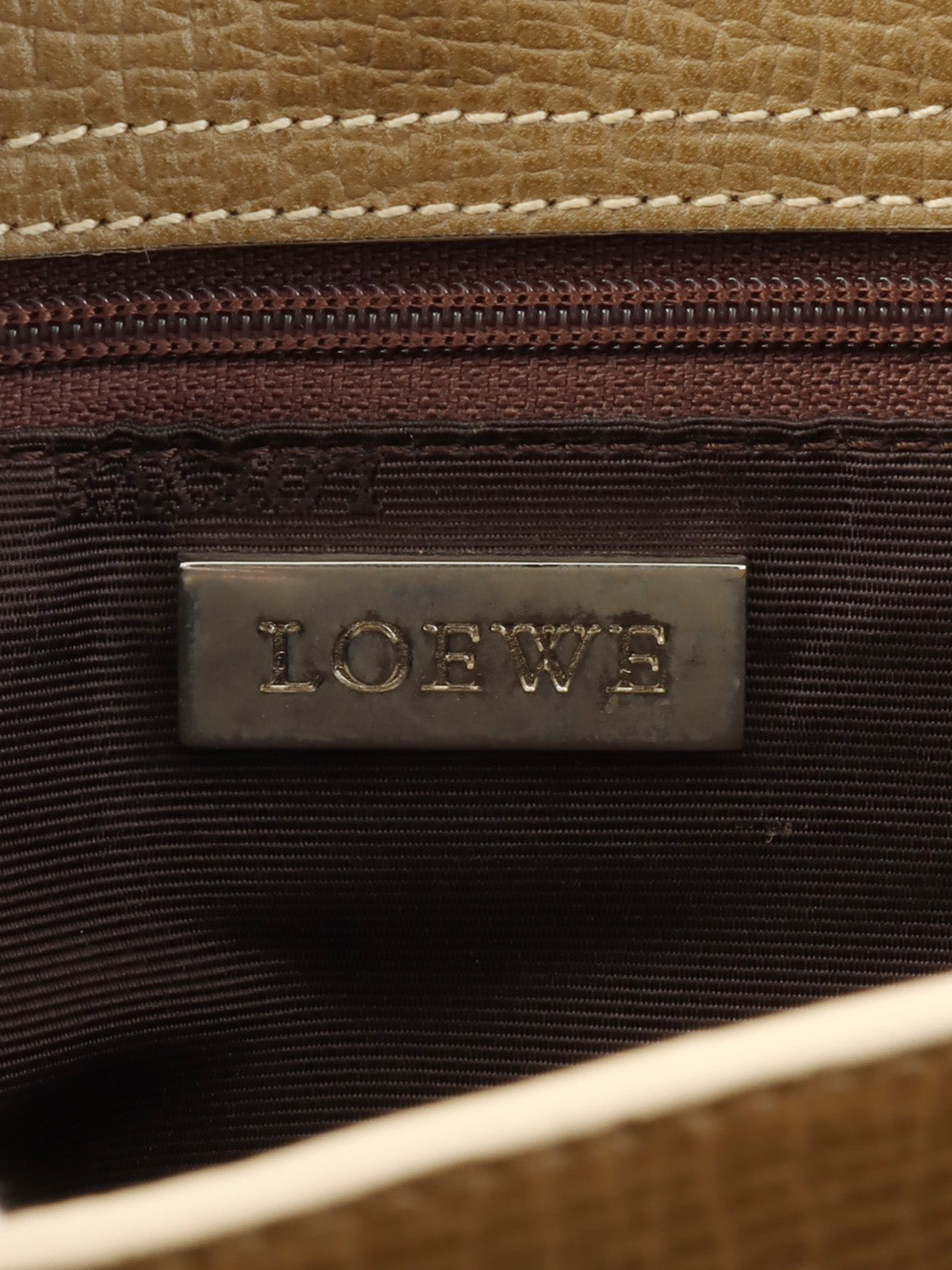 Logo embossed handbag in khaki