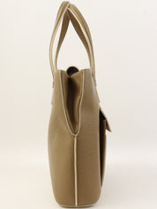 Logo embossed handbag in khaki