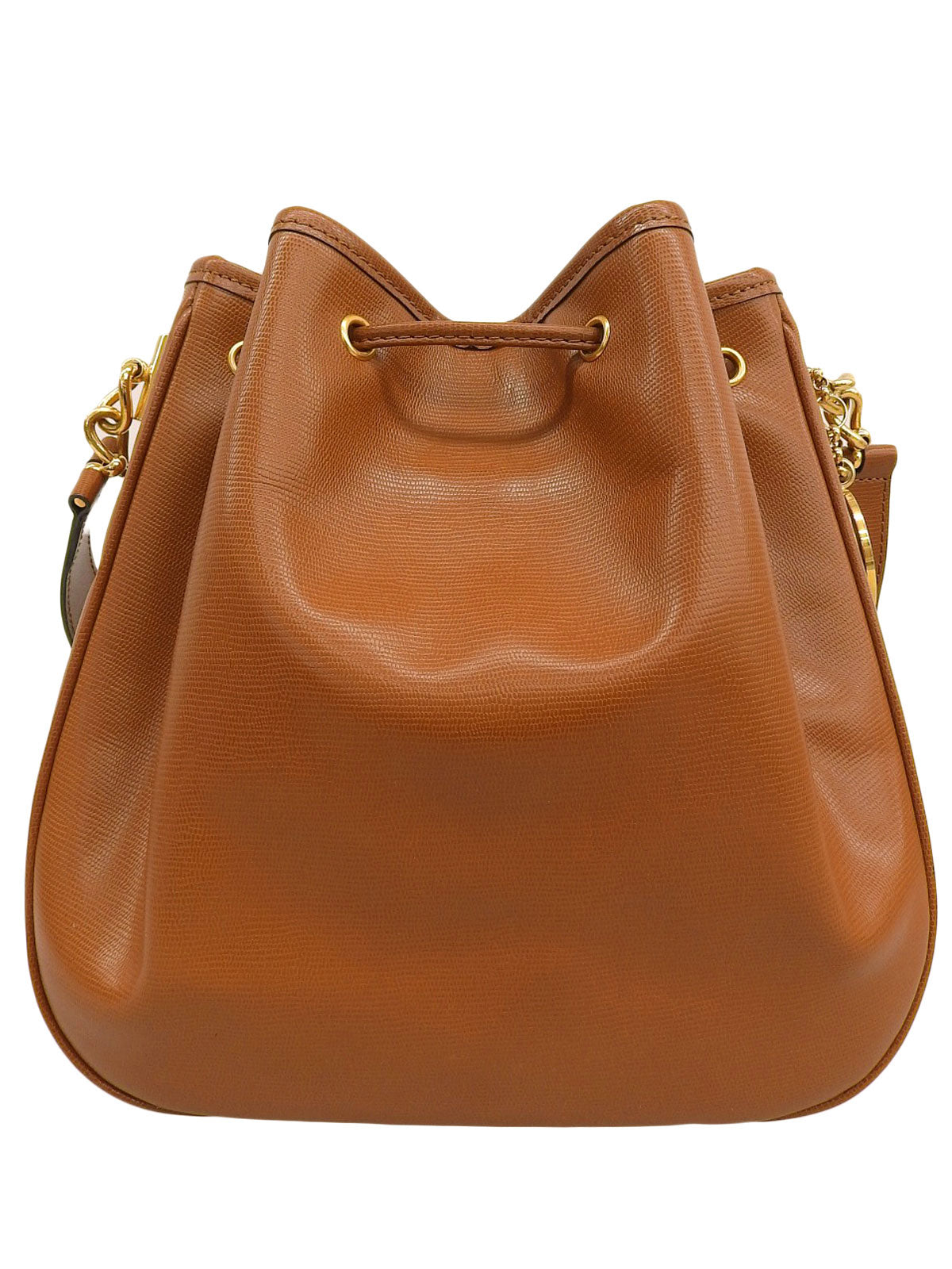 ロゴチャーム巾着ショルダーバッグ ブラウン