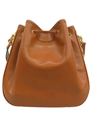 ロゴチャーム巾着ショルダーバッグ ブラウン