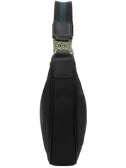 Canvas GG Pattern One-Shoulder Bag in Black