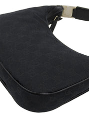 Canvas GG Pattern One-Shoulder Bag in Black