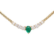 18K Emerald and Diamond Gold Necklace