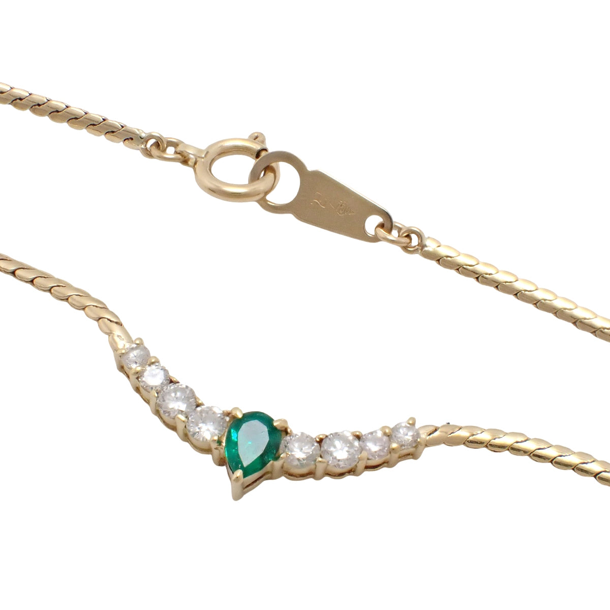 18K Emerald and Diamond Gold Necklace