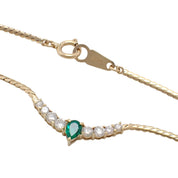 18K Emerald and Diamond Gold Necklace