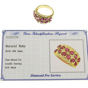 18K Ruby Diamond Flower Motif Ring #52 Gold
