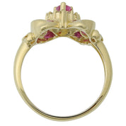 18K Ruby Diamond Ribbon Motif Ring #52 Gold/Cherry Red
