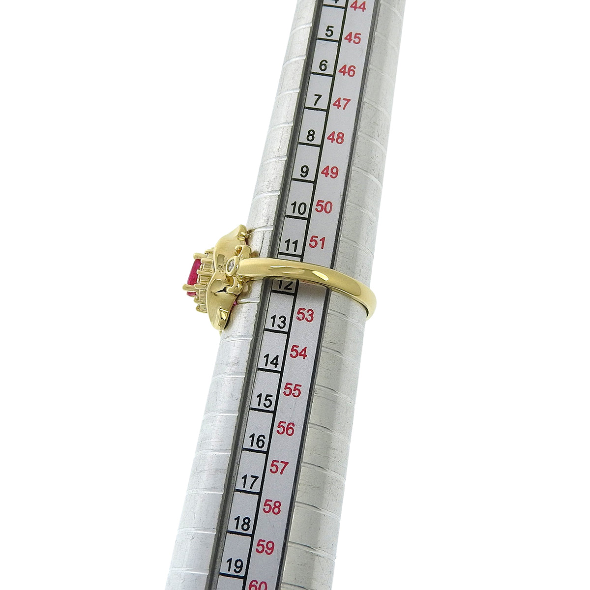 18K红宝石钻石蝴蝶结造型戒指 #52 黄金/樱桃红