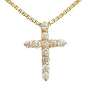 18K Diamond Cross Necklace Gold/Pink Gold