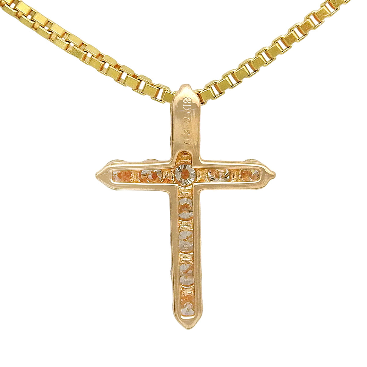 18K Diamond Cross Necklace Gold/Pink Gold
