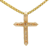 18K Diamond Cross Necklace Gold/Pink Gold