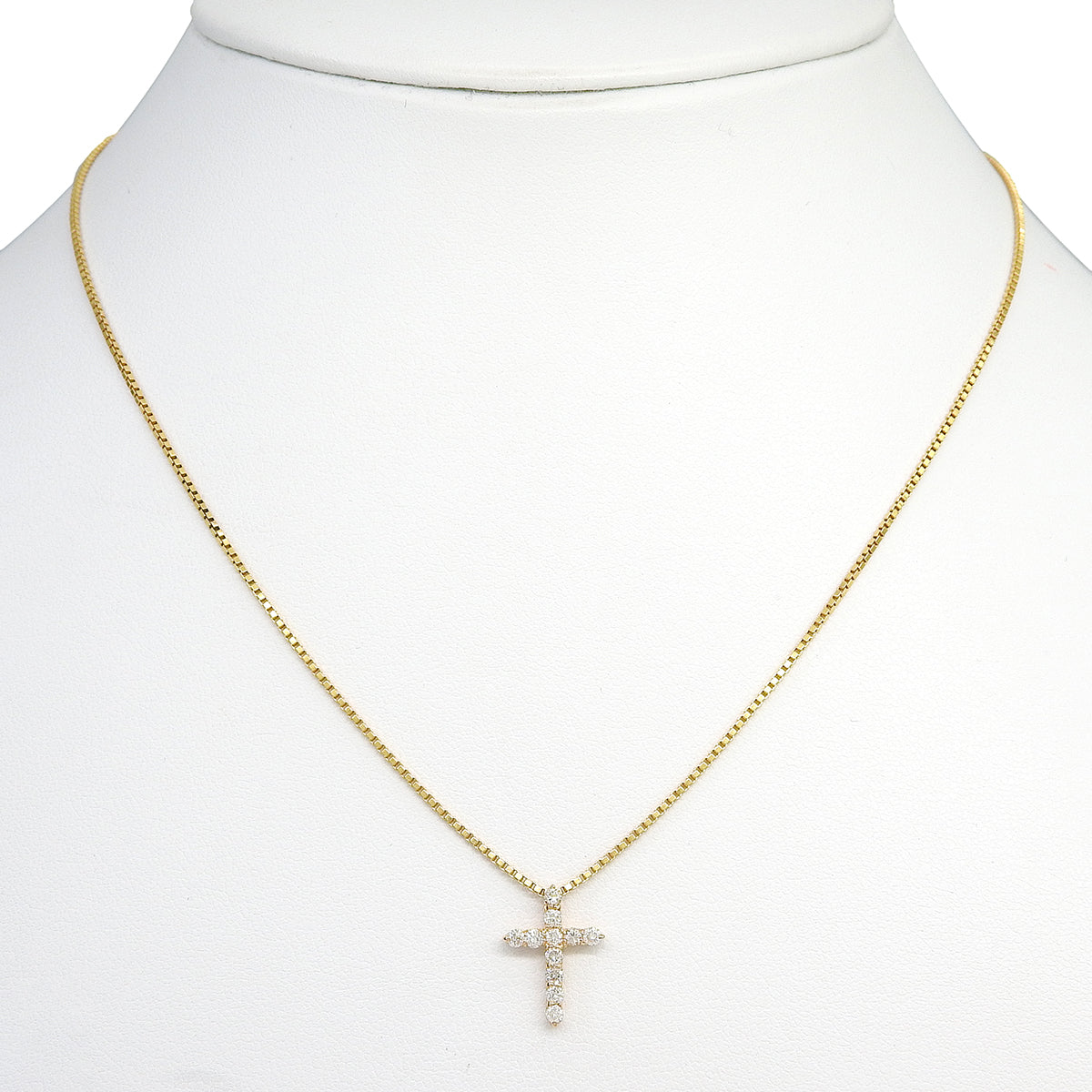 18K Diamond Cross Necklace Gold/Pink Gold