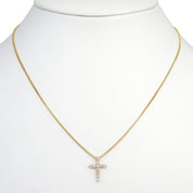 18K Diamond Cross Necklace Gold/Pink Gold