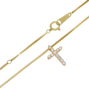 18K Diamond Cross Necklace Gold/Pink Gold