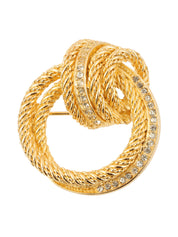 Rhinestone rope motif brooch in gold