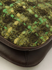 フェルトレザーコンビハンドバッグ グリーン/ブラック