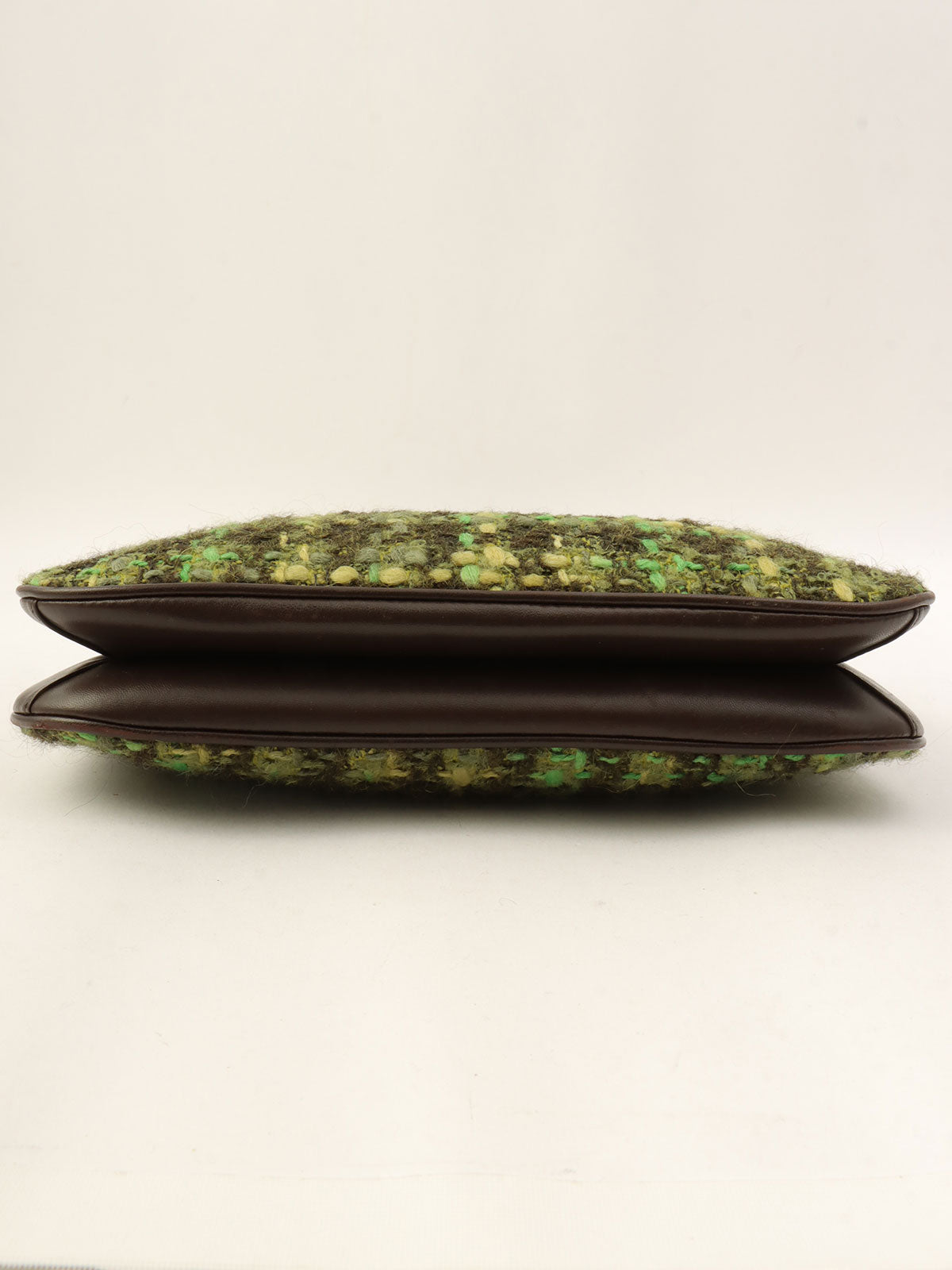 フェルトレザーコンビハンドバッグ グリーン/ブラック