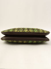 フェルトレザーコンビハンドバッグ グリーン/ブラック