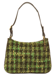 フェルトレザーコンビハンドバッグ グリーン/ブラック