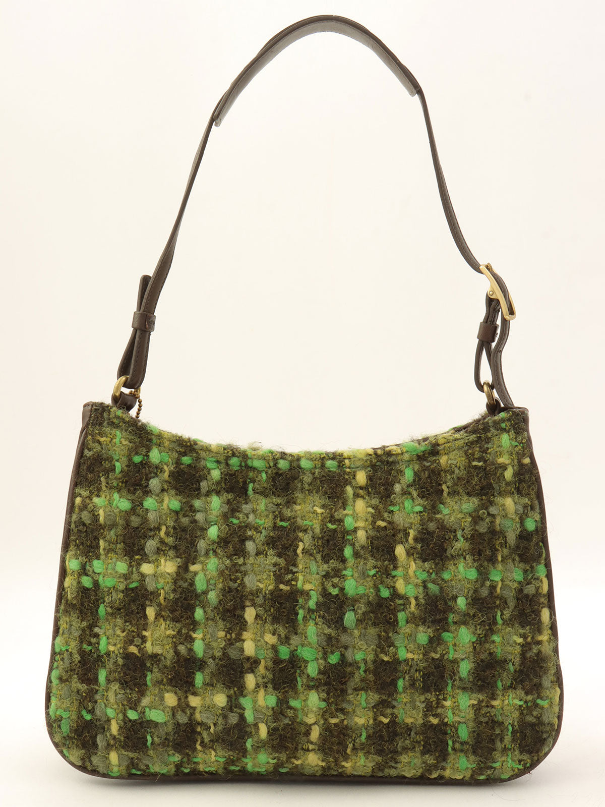 フェルトレザーコンビハンドバッグ グリーン/ブラック