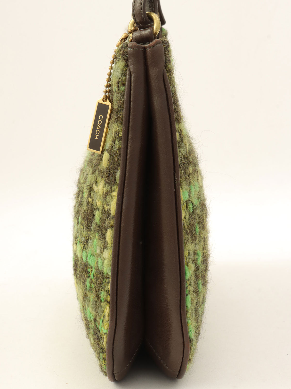 Felt and Leather Combination Handbag Green/Black