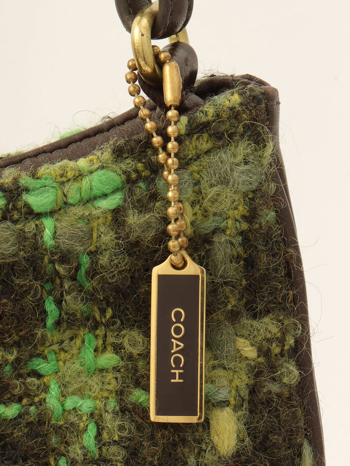 フェルトレザーコンビハンドバッグ グリーン/ブラック