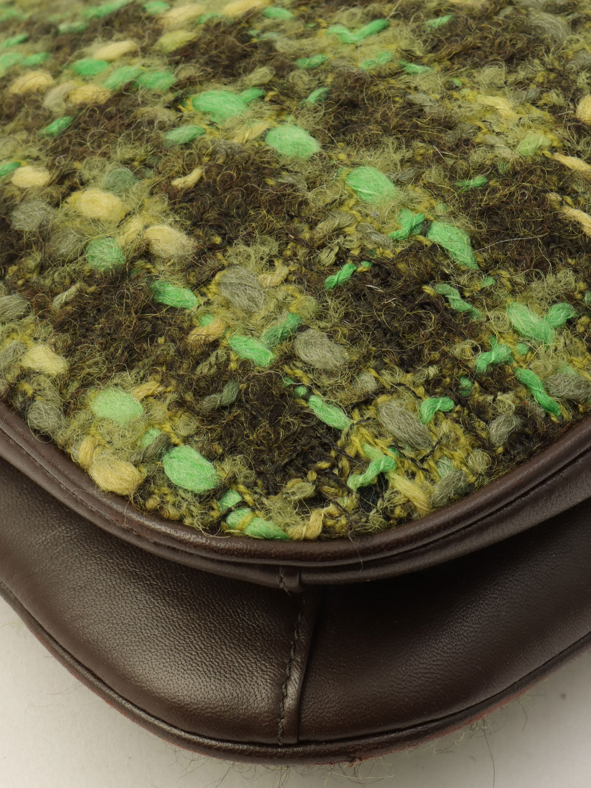 フェルトレザーコンビハンドバッグ グリーン/ブラック