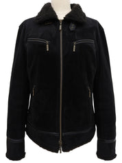Boa logo embroidered Nova check lining zip-up jacket in black