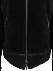 黑色 Boa 标志刺绣 Nova 格纹衬里拉链夹克