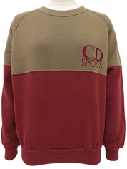 バイカラーロゴ刺繍長袖スウェット ブラウン/ボルドー