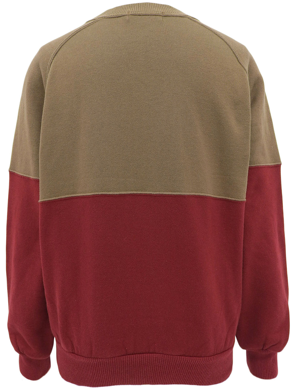 バイカラーロゴ刺繍長袖スウェット ブラウン/ボルドー