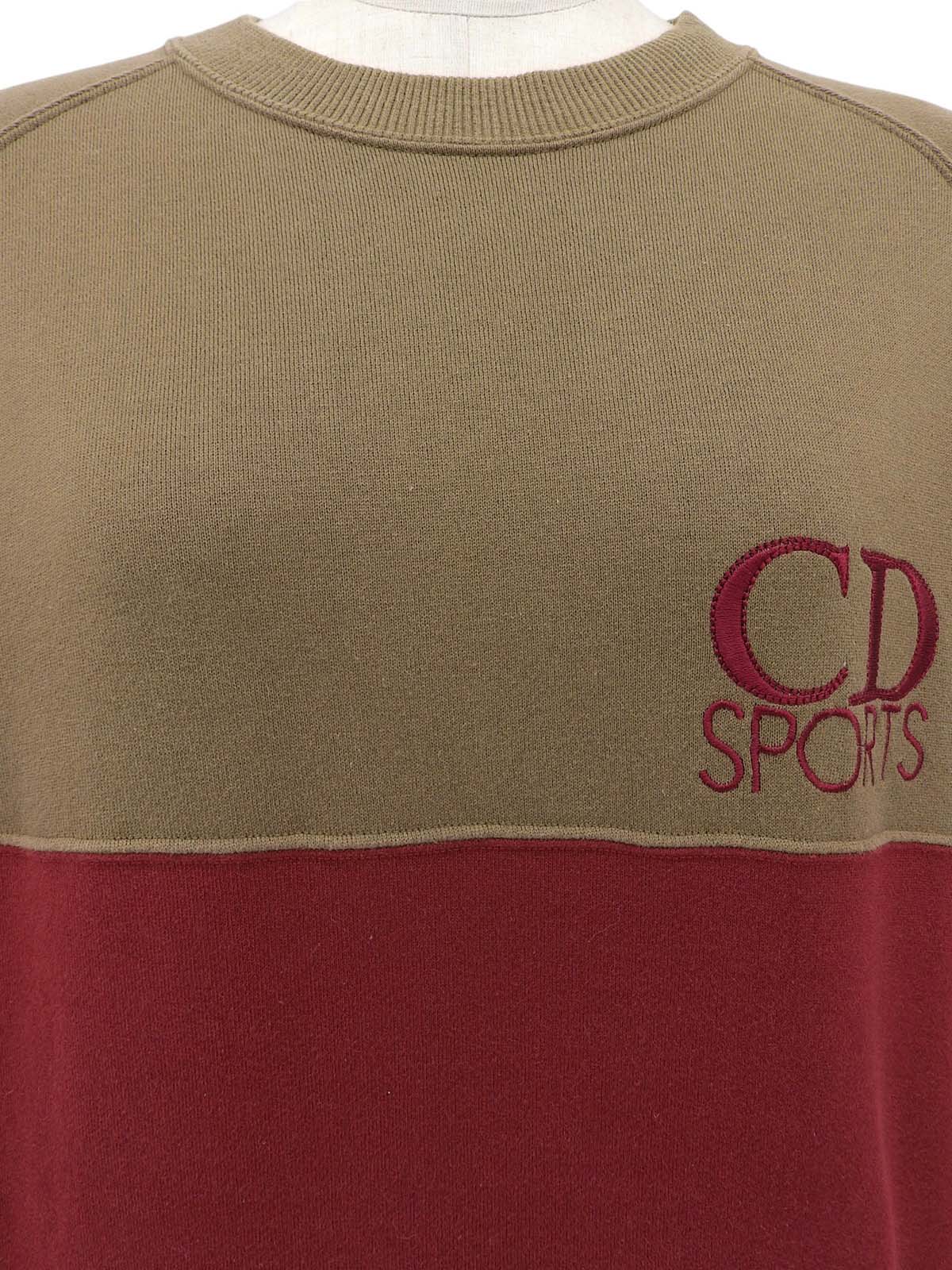 バイカラーロゴ刺繍長袖スウェット ブラウン/ボルドー