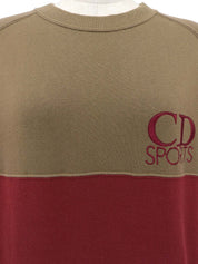 バイカラーロゴ刺繍長袖スウェット ブラウン/ボルドー