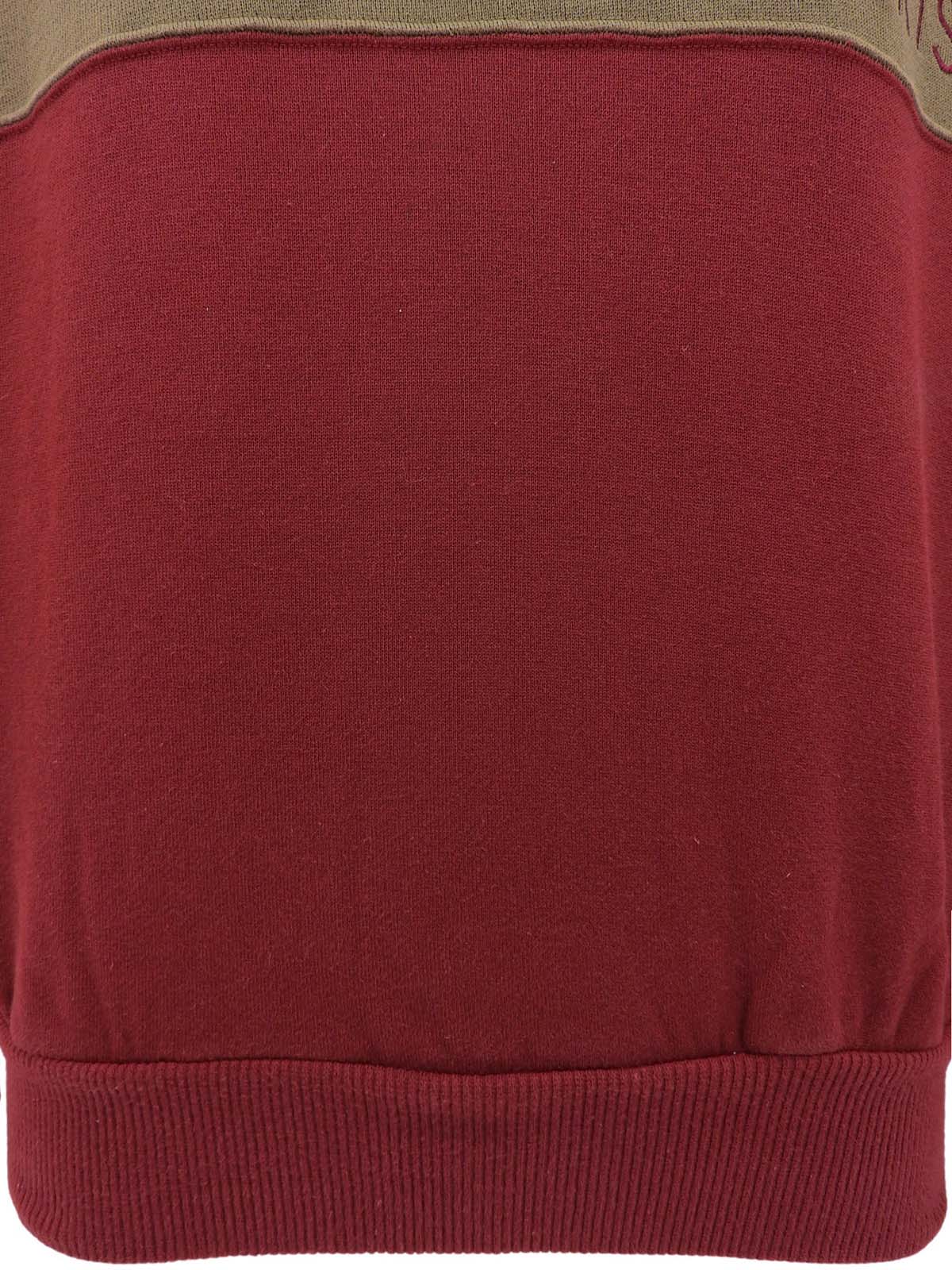 バイカラーロゴ刺繍長袖スウェット ブラウン/ボルドー