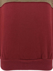 バイカラーロゴ刺繍長袖スウェット ブラウン/ボルドー